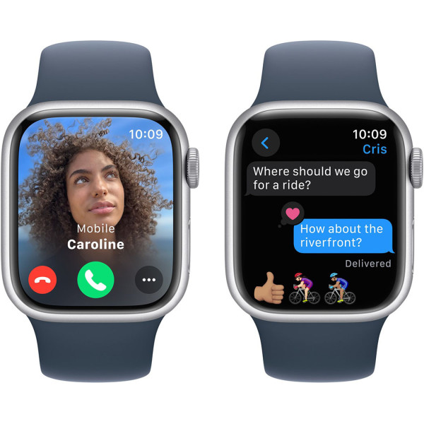 Смартгодинник Apple Watch Series 9 GPS 41mm Silver Aluminium Case with Storm Blue Sport Band – M/L