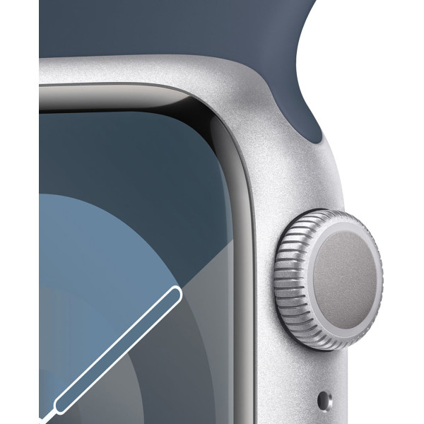 Смартгодинник Apple Watch Series 9 GPS 41mm Silver Aluminium Case with Storm Blue Sport Band – S/M